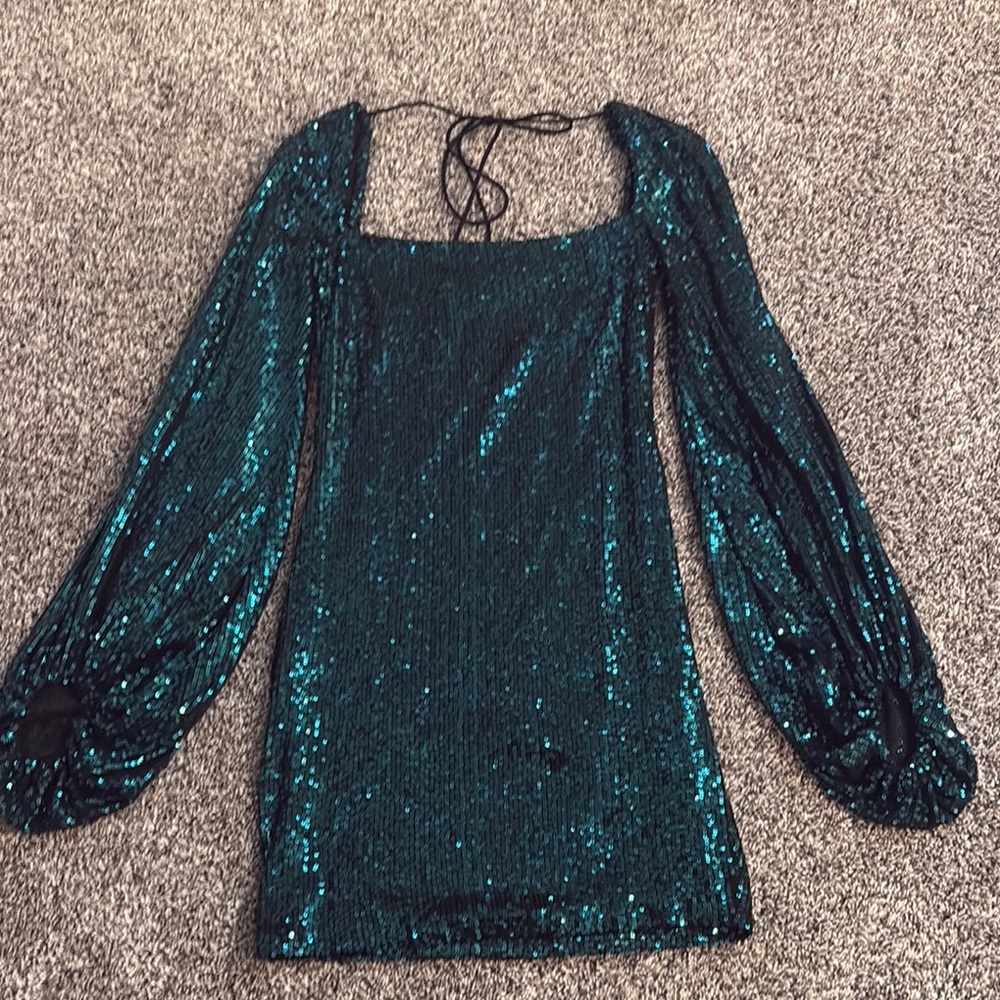 Lucy in the Sky Teal Sequin Mini Dress